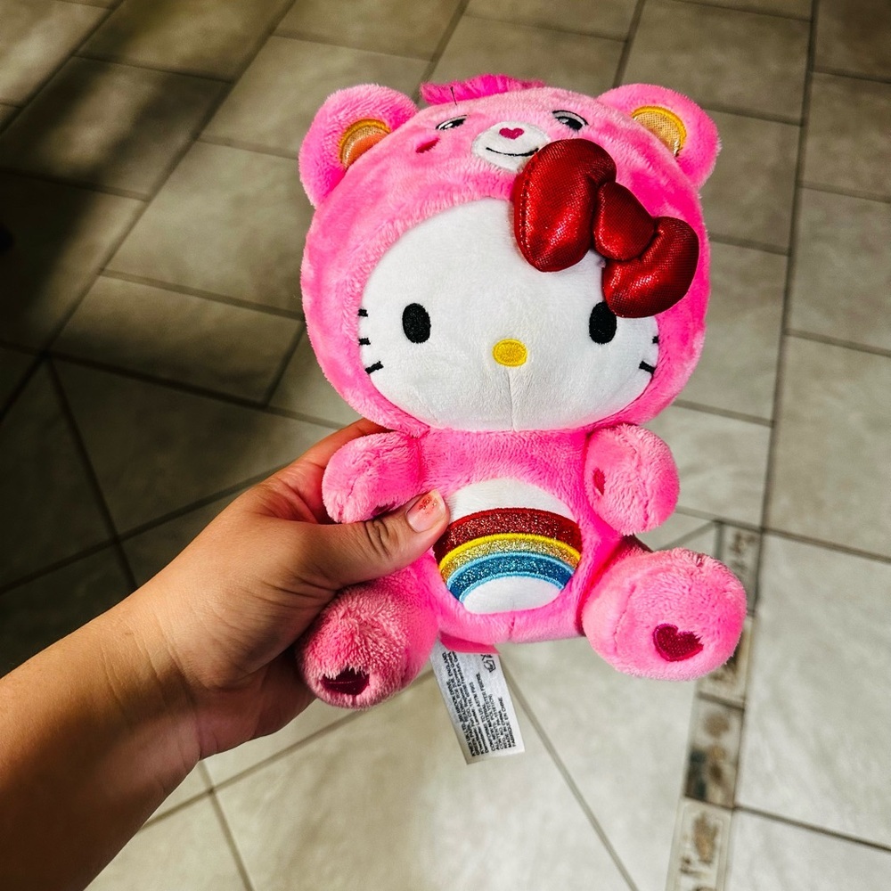 Hello Kitty Pink Plush with Rainbow Accents